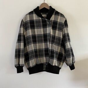 80s Wool Blend Light Bomber Jacket - M-L